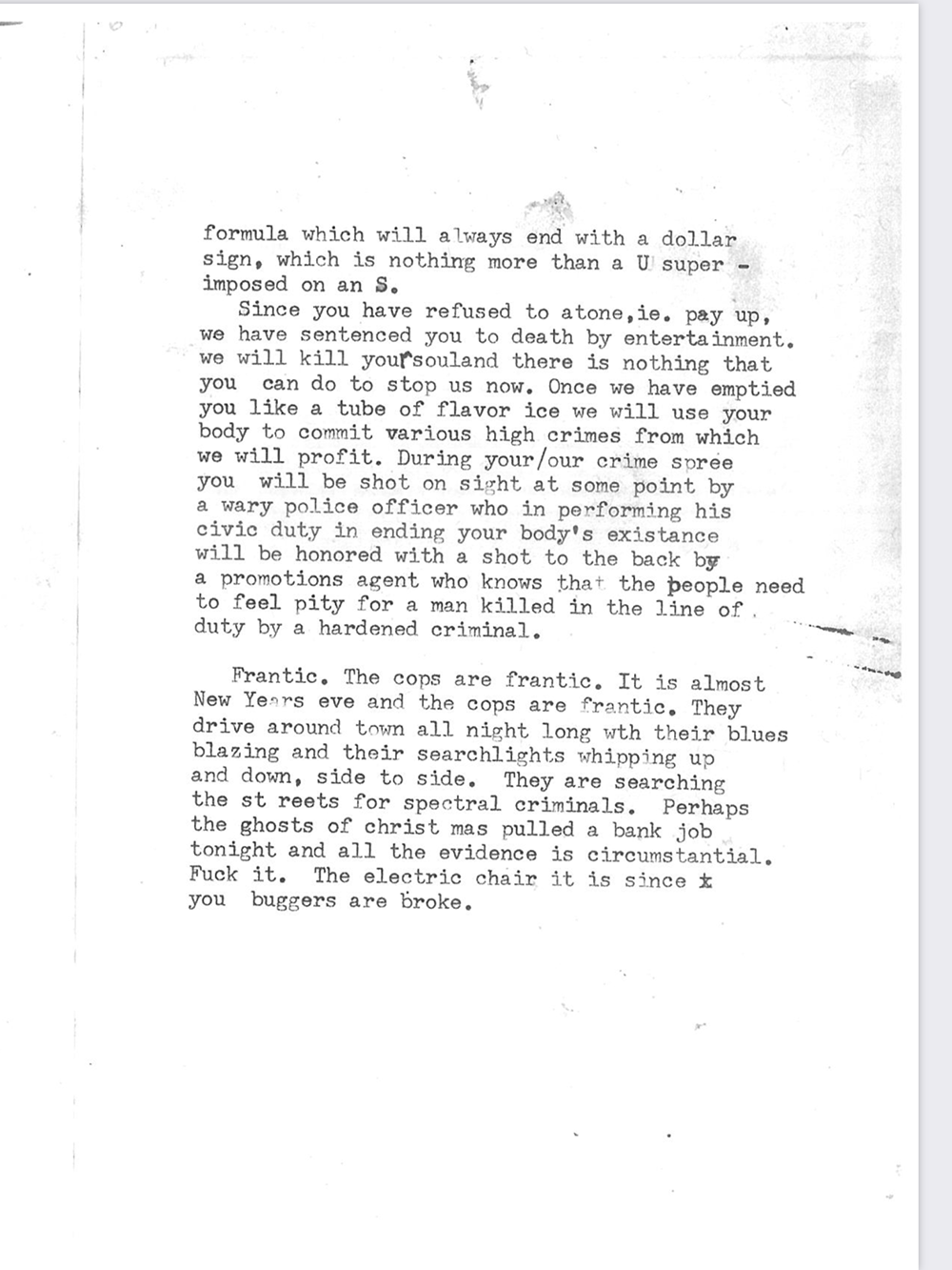 an image of typewritten text